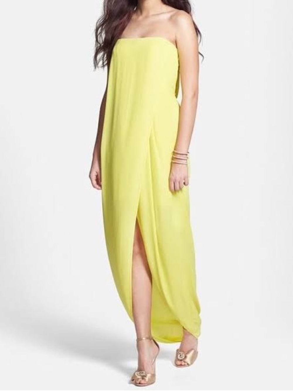 BCBGMaxAzria yellow strapless Jesse dress | size 4